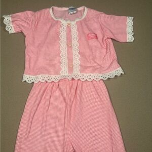 Pink Lace Trim Kids Pajamas Oshkosh B’gosh girls